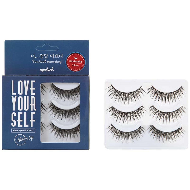 NOONS UP LOVE YOURSELF False Eyelash 3 Pairs  Glue is not included Eyelash Fake Eyelash Eye Lashes Eyebrow growth Dramatic Lashes Lashes with Glue CINDERELLA